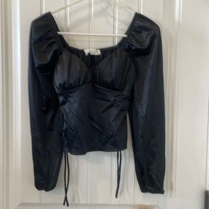 Black Satin Top Size XS New with Tags